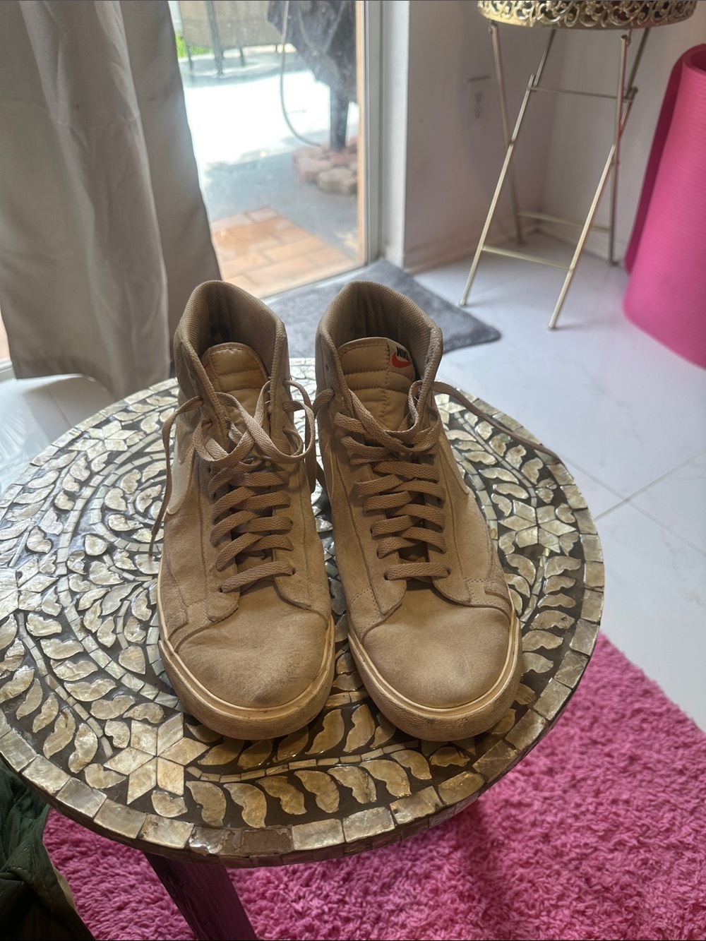 Nike High-Top Sneakers in Tan